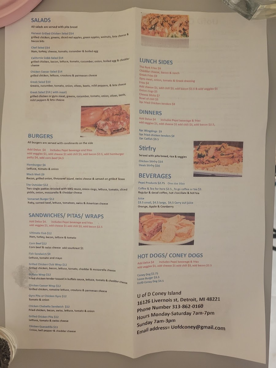 U of D Coney Island Menu - Image 3